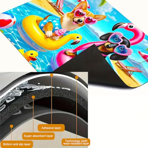Image of HOMETITUTE Summer Stove Top Cover 28x20 Cute Pool Dogs Heat Resistant
