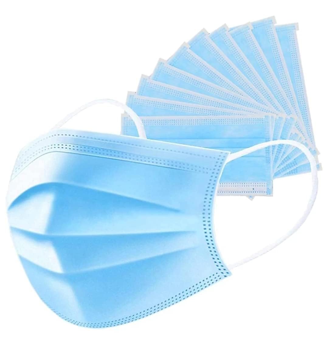 OUTLAND Non-Woven Fabric Disposable 3 Ply Face Mask, Blue, Without Valve, Pack of 100, Unisex-image-35