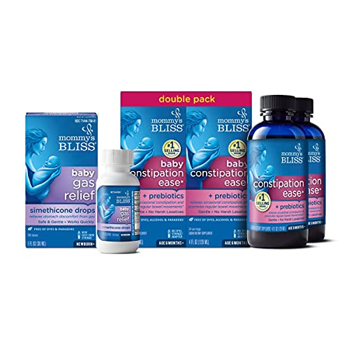 Image of Mommy's Bliss Fast-Acting Baby Gas Relief Drops 100 Servings (Pack of 1) with Baby Constipation Ease 24 Servings (Pack of 2)