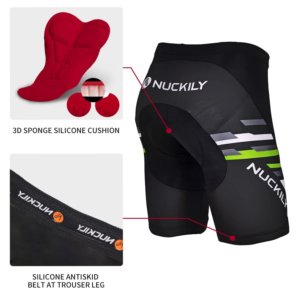NUCKILY Męskie spodenki rowerowe rowerowe rajstopy rowerowe półspodnie 3D wyściełane szybkoschnące spodenki rowerowe