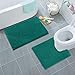 LuxUrux Bathroom Rugs Sets 2 Piece: Quick Dry, Soft Plush Anti-Slip, Super Absorbent. Includes Rectangular (31x20 inches) & U-Shaped Toilet Mat (20x20 inches) | Turquoise