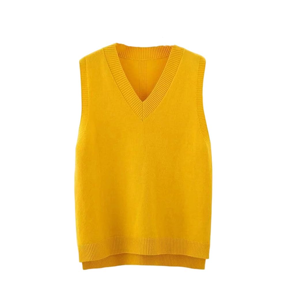Chaleco de punto de invierno para mujer cálido y suave con cuello en V 3