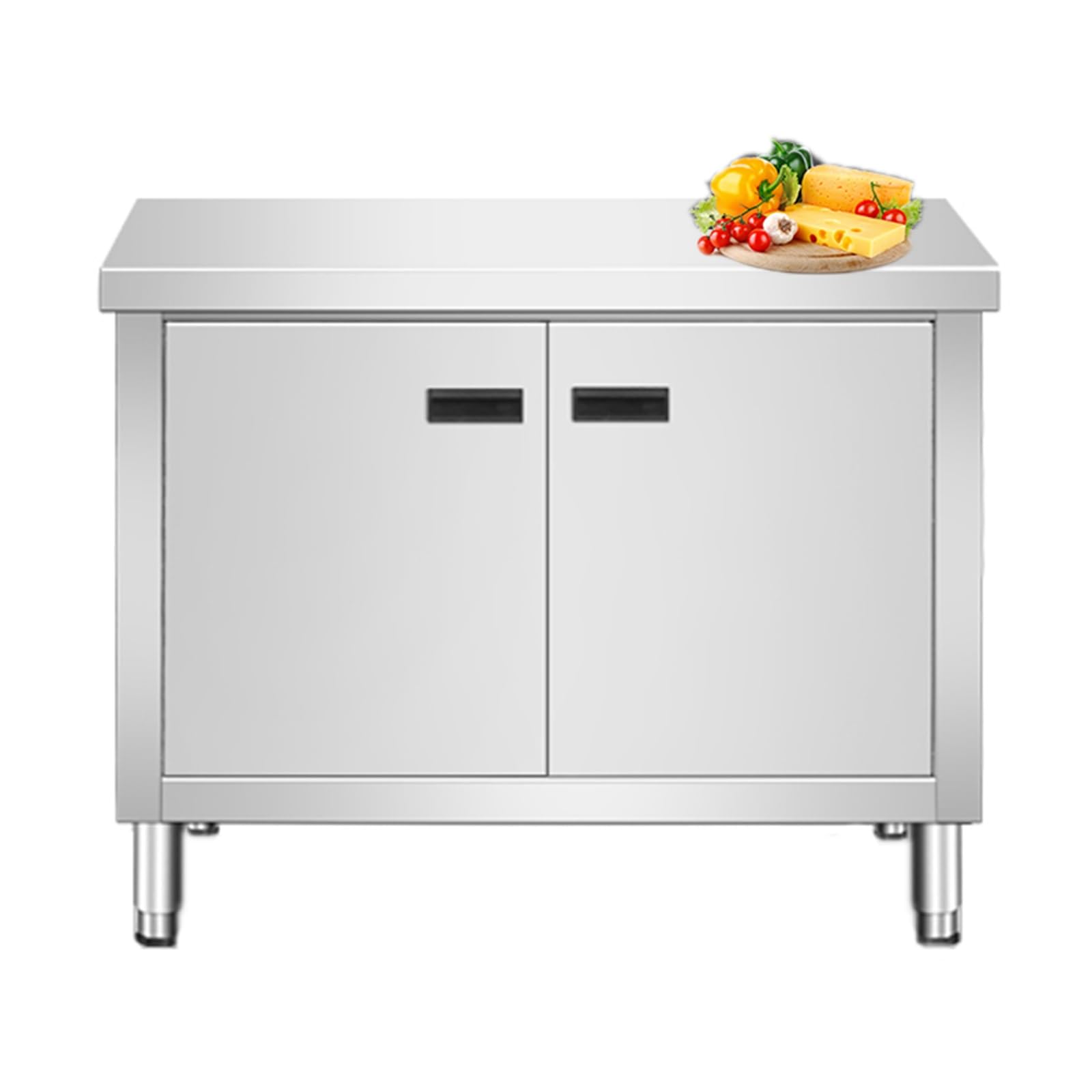 CZYWKDDPP Kitchen Prep Table, Stainless Steel Workbench with Cabinets Freestanding Utility Sink Storage and Adjustable Feet(80x40x80cm/31.5x15.7x31.5)