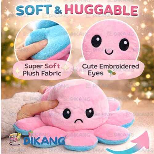 Image of DIKANG Dual Face Octopus Plushies Reversible Soft Toys for Girls | Teddy Bear Gift Stuffed Toys for Kids | Cute Trendy Toys Gifts for Girls | Birthday Gifts /Valentines Day /Anniversary (Octopus Toy)
