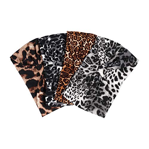 Dinprey DIN-6 Animal Print Headwraps Bandana Hair Bands Knot Twisted Headbands Boho Head Wrap Cross Leopard Headband Wide Headwraps thumb #1