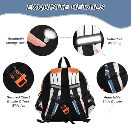 Kid's Backpack for Boys & Girls Toddler Bag Rainbow Bridge and Flamingos Backpack with Safety Leash3