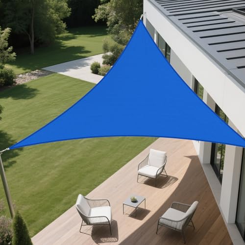 AwnPro 18' x 18' x 18' Triangle Shade Sail UV Block Canopy, Blue