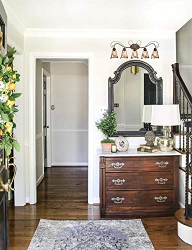 Claxy Vintage Rustic Vanity Lights Amber Glass Wall Sconces-5 Lights #TOP4