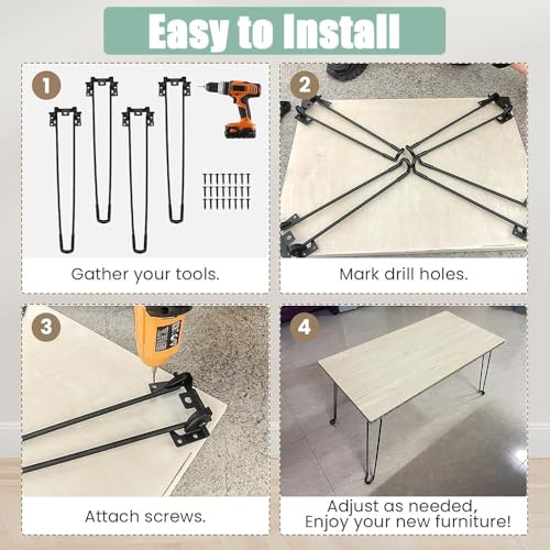 Patas metálicas plegables de 32cm para proyectos DIY en sillas, mesas de centro y bancos 6
