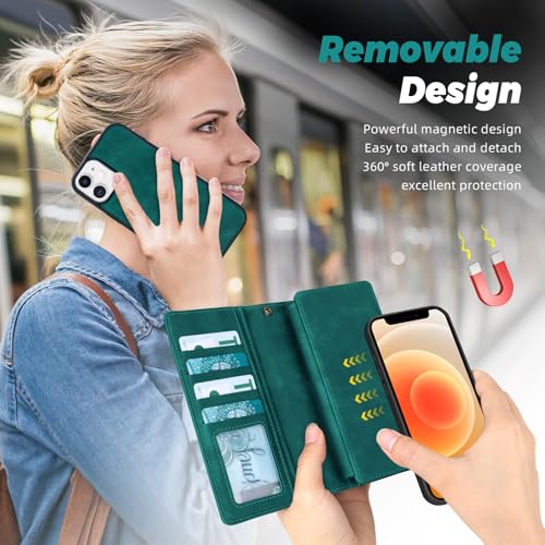 TwoHead for iPhone 12/12 Pro Wallet Case with 11 Card Holders,Green by TwoHead - Used condition - Image 3