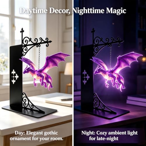 Dragon Light for Bookshelf, Dragon Bookshelf Lantern, Library Lantern-Decorative Bookshelf Lighting, Library Lanterns Mini Bookshelfs Lamp, Enchanting Gift for Literary Lovers (1pcs) - 4