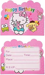 AQHOFSV 20 Pcs Cat Birthday Party Invitation Card Party Supplies Decoration (pink)