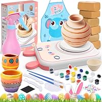 Skirfy Töpferset für Kinder, Töpferscheibe Elektrisch für Kinder, Mini Töpferscheibe mit Töpferton,Töpferset für 6-jährige Jungen und Mädchen, Weihnachts- und Ostergeschenke zum Geburtstag