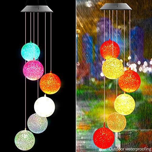 Weekseight Crystal Ball Solar Wind Chimes Colors Changing Lights, Best Gifts For Mom Grandma Women Mothers, Decorations Windchimes Outdoor Garden Yard Decor #TOP6