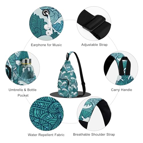 Duryarhall Sling Bag for Women Crossbody Chest Bag Convertible from Left to Right, Water Repellent Gym Backpack, Anit Theft, Tide Blue - image 4