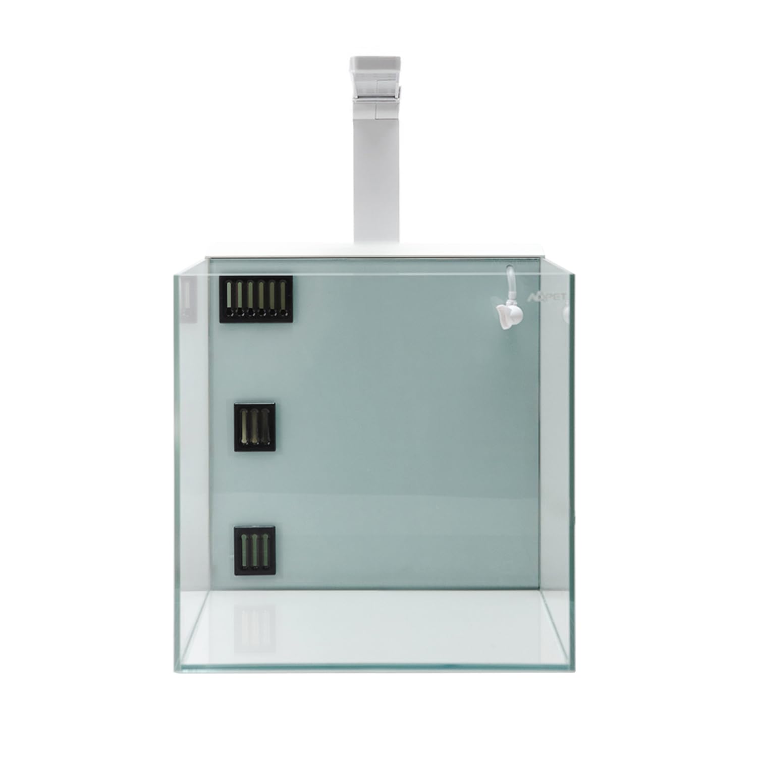 Aqpet Acquario Completo Kubic Rear 50x50x50 cm in Vetro Extrachiaro con Filtro Posteriore Integrato e Luce LED 16W – Vasca Cubica 125 L per Acquari Dolce e Marino – Design Moderno (Bianco)