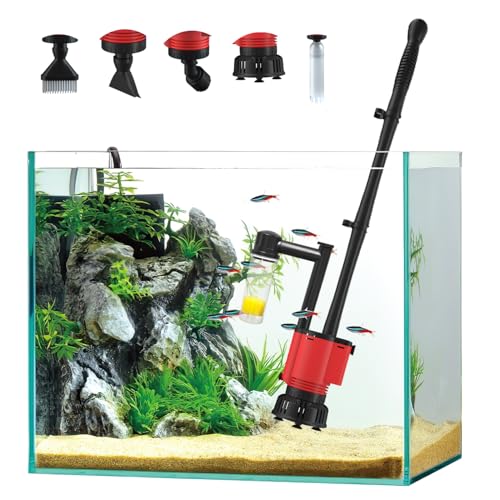 Aquarium Gravel Cleaner, Removable Water Changer, Automatic Changer with Multi-Function Nozzles, Strong Suction for Fish Tank Sand Cleaning, Water Changing and Waste Removal