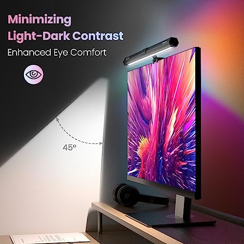 Quntis RGB Backlight Monitor Light Bar for Gaming and Office, Eye-Care Design, 15 Dimmable Modes, Adjustable Brightness and Color Temperature