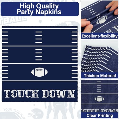 Image of Qyeahkj 25 Guests Cowboys Football Party Plates and Napkins Supplies American Football Team Platters Tableware Set Touch Down Blue & White Decor Favors for Football Fans Boy Sports Team Theme Party