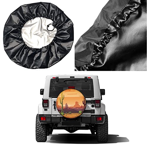 Image of Desert Cactus Spare Tire Cover Dust-Proof Wheel Tire Cover Fit Trailer, RV, SUV and Many Vehicle 14 Inch