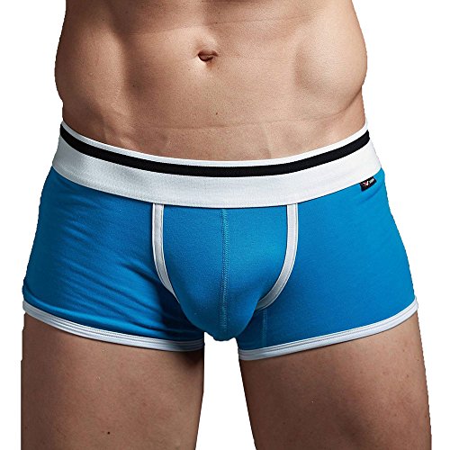 XuBa Mens Low Rise Sexy Underwear Trunk Boxer Brief Blue XB03