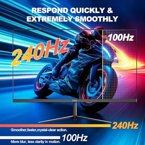 Image of 24.5 inch 240Hz Gaming Monitor, Curved FHD 1920 x 1080P, Support 120% sRGB, AMD FreeSync, 1MS MPRT,Low Motion Blur, Wall Mount Installs Compatible, for Office and Games(HDMI 2.0&DP 1.4)-Black