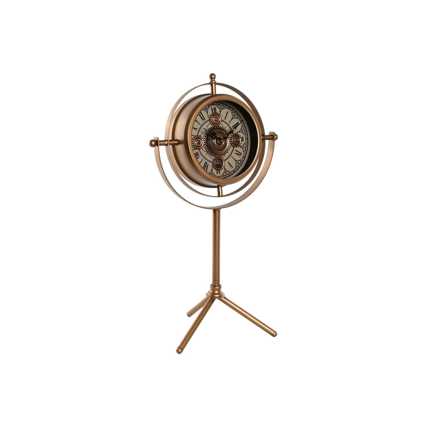 Horloge dorée de table 66cm métal verre pour grand meuble