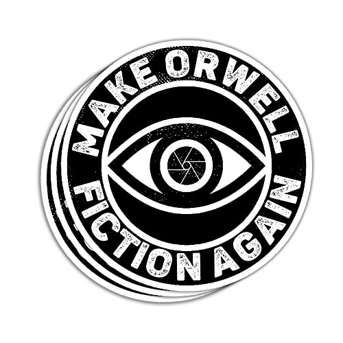 ULTRAVUTT 3 calcomanías divertidas con cita política para ojos de Make Orwell Fiction Again, calcomanías anti-gobierno, decoraciones de regalo para laptop, accesorio para parachoques, casco,