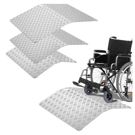 LZQ Door Threshold Ramp, Wheelchair Ramp, Threshold Ramp, Aluminium Ramp, Wheelchair, Threshold Bridge, Non-Slip, Kerb Ramp, Portable with Handles, Load Capacity 270 kg (80 x 70 x 10 cm)