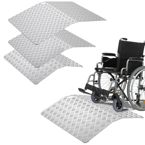 LZQ Rampe de seuil pour fauteuil roulant, Rampe de seuil en aluminium, Rampe antidérapante, Rampe de trottoir portable avec poignées, Capacité de charge 270 kg (60 x 70 x 10 cm)