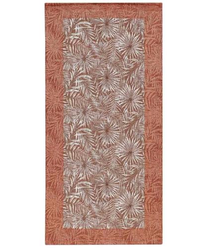 Pierre Tappeti Tappeto passatoia moderno MALESIA TERRACOTTA disegno giungla tropicale natura foglie felci, tappetino bagno ingresso multiuso lavabile antiscivolo cm.55x80
