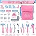 Magic4U Kids Tool Set with Tool Bag & Tape Measure, Toddler Tool Set Pretend Play Construction Toys,Ideal Birthday for Kids Age 3-6 Years Old (Pink)