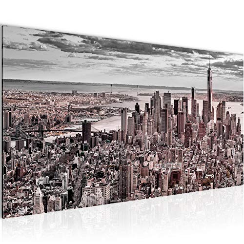 Runa Art Tableau Decoration Murale New York City 1 Partie Moderne Toile Non tissée Salon Salle Horizon Gris Rose 610012c