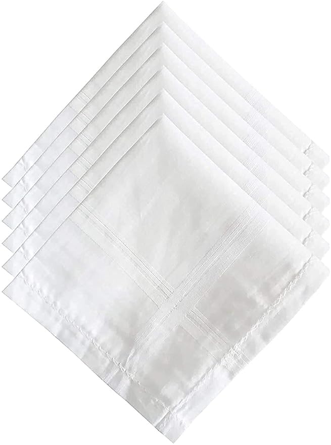 deergh enterprise Unisex-Adult Cotton Premium Collection Casual Style Handkerchief|Easy Wash & Premium Cotton Fabric|Size 44 X 44 Cm, Pack of 6 (White)-picture-29