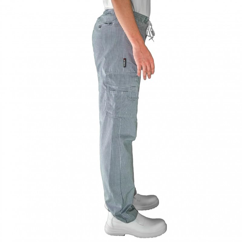 Carbonn - Pantalón de cocina elástico de ajedrez