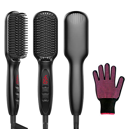Hair Straightener Brush, Fast Heating Hair Straightening Brush,Anti-Scald Straightening Comb with Temperature Auto Lock and Auto Shutff Function,12 Heating modes Hair Brush for Women 60W