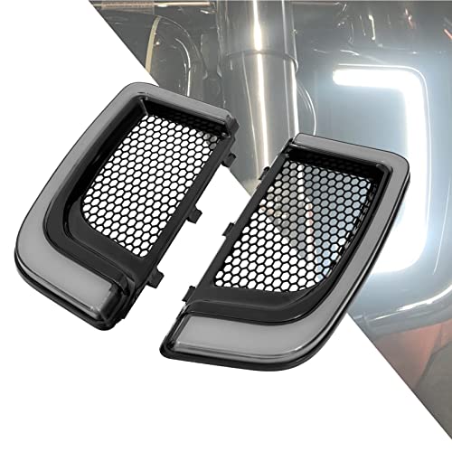 HDBUBALUS Engine Guard Lowers Grills Leg Fairing LED Turn Signal Light Running Light Compatible with Harley Touring Street Glide Road Glide Electra Glide FLHTK FLTRU 2014-2023