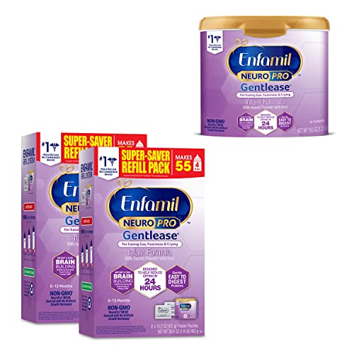 Enfamil NeuroPro Gentlease Neuropro Gentlease Infant Formula 82.3oz - 1 Reusable 19.5 Oz Tub & 2 Refill Boxes, 31.4oz Each, 82.3 Ounce