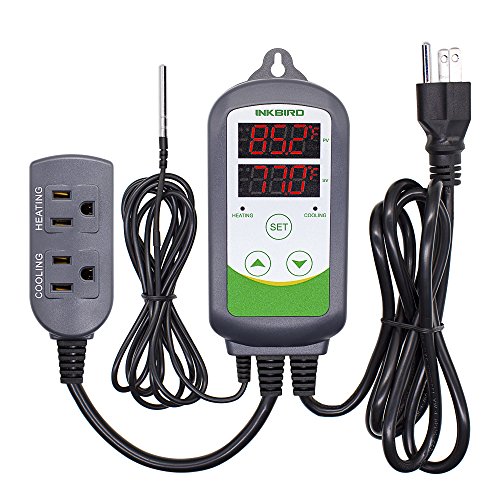 Inkbird ITC-308 Digital Temperature Controller 2-Stage Outlet Thermostat Heating and Cooling Mode Carboy Homebrew Fermenter Greenhouse Terrarium 110V 10A 1100W by Inkbird - Used condition - US$32.55