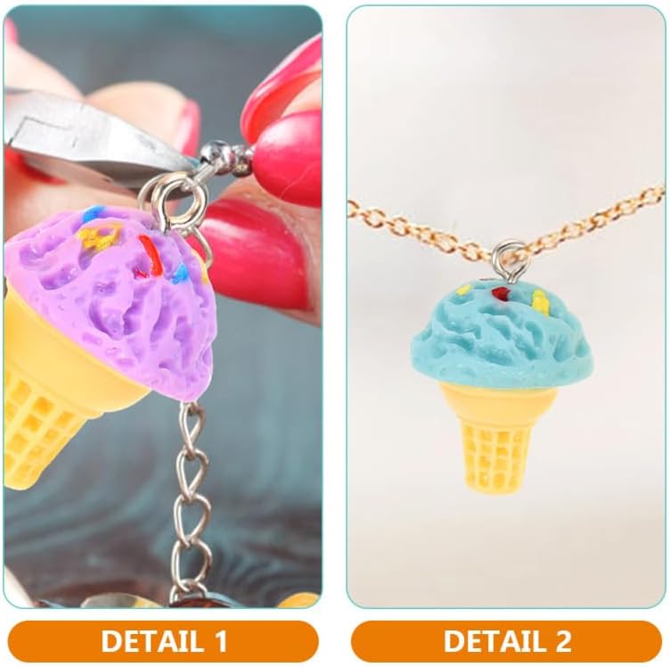 Resin Ice Cream Charms for Jewelry Making 24Pcs Diy Keychain Necklace Bracelet Craft Accessories Lightweight Ice Cream Pendant Charms with Hanging Hoop - Image 2