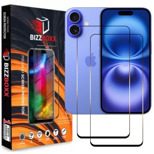 Image of Compatible With iPhone 16 Plus Tempered Glass Screen Protector With Precise Edges iphone 16+ - High Definition, Shatterproof, Easy Install, Anti-Fingerprint (i Phone 16 Plus) - Pack of 2