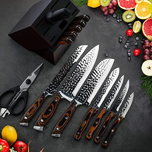 HUIKAILI Messerblock Set, 15-teiliges Messerset mit Holzblock, selbstschärfend für Kochmesserset… – Ansicht 7