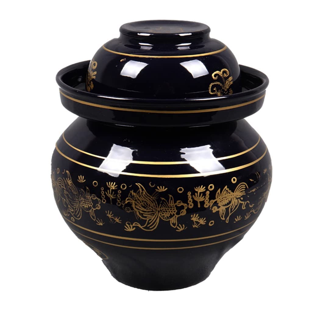 Tradycyjny chiński ceramiczny garnek do fermentacji, słoik do kiszenia z pokrywką z uszczelką wodną, duży pogrubiony ceramiczny słoik do kiszenia, pojemniki do przechowywania kimchi B (B)