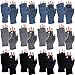 12 Pairs Winter Half Fingerless Knit Gloves Stretchy Anti-Slip Gloves Warm Typing Finger Gloves for Men Women, Black Gray and Blue