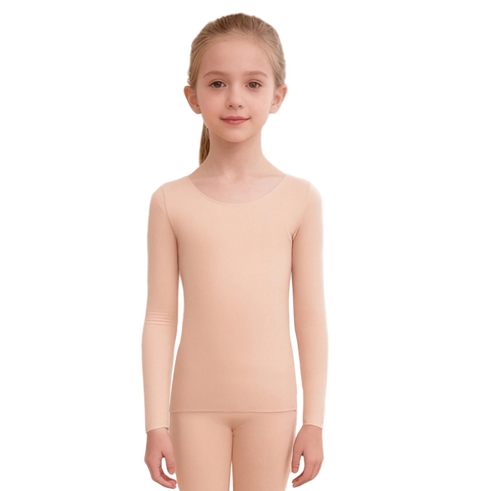 Sywiyi Nathlos Tops - Canottiera termica da bambina, a maniche lunghe, per danza classica, ginnastica, pattinaggio sul ghiaccio