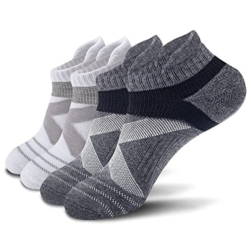 Image of Athletic Ankle Socks for Men & Women, Cushioned Compression Arch Support Socks For Running, Golf & Sports (4 Pairs)