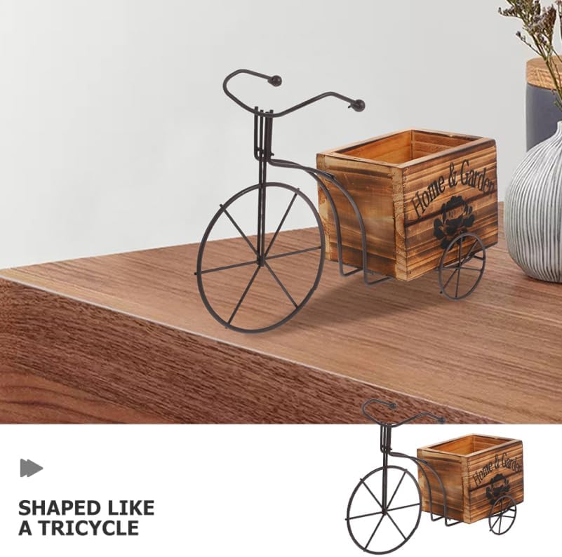 ARTIBETTER Retro Bicycle Pen Holder 11.02X6.29X3.93In Vintage Iron Tricycle Bike Planter Decorative Stand for Office Desk and Home Garden Organization