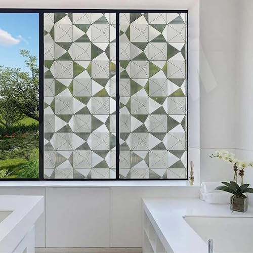 Image of WISDOM Vinyl Frosted Window Privacy Film for Home /Bathroom /Office Privacy Diamond Pattern Frosted with Rainbow Shade Vinyl Film (24x200 /Inch, Diamond Frosted)