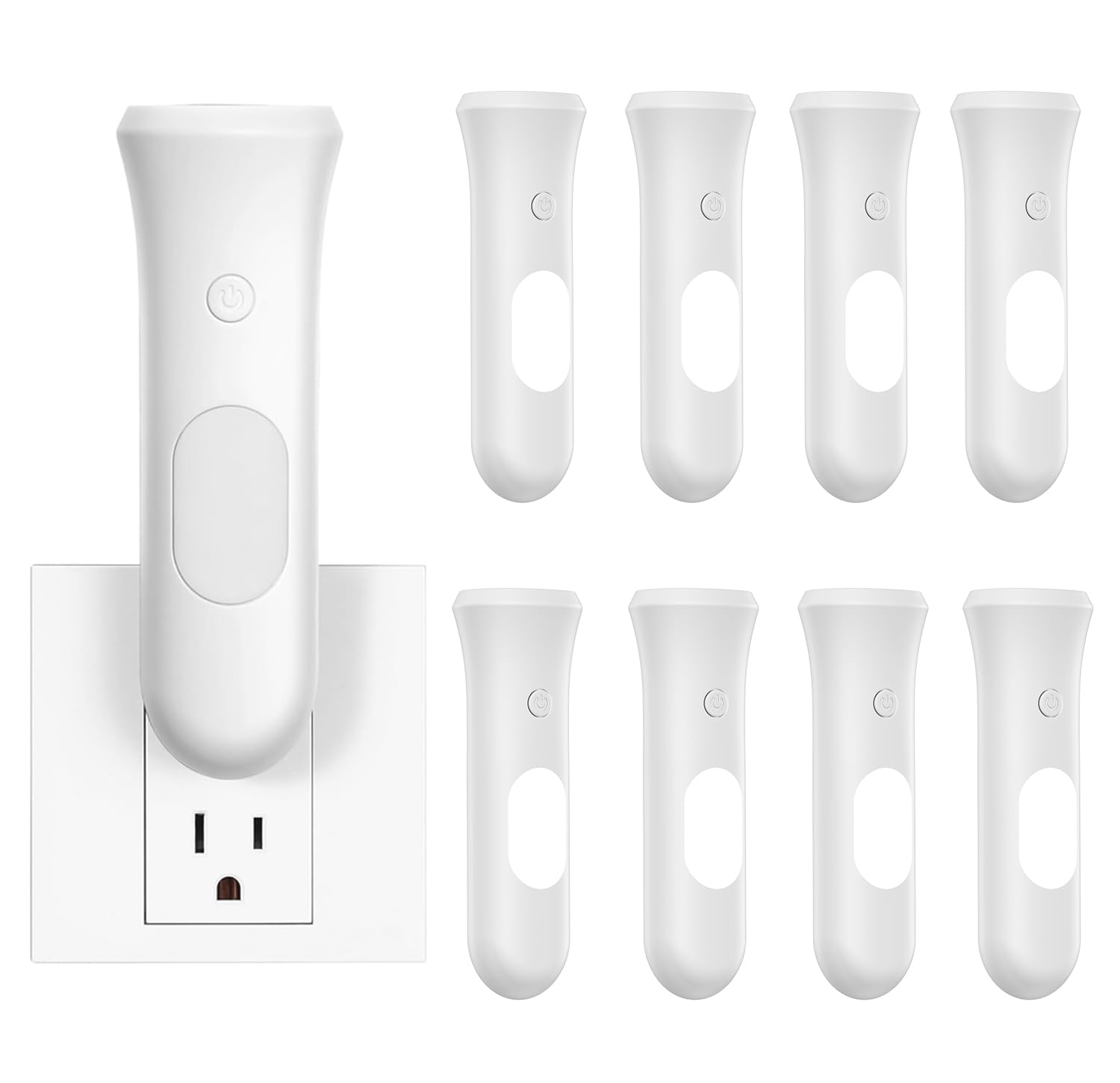 ROSSEX 4 in 1 Emergency Power Failure Lights for Home, 9 Pcs Rechargeable LED Flashlight, Automatic Turn-On Power Outage Light Plug in Wall for Snow Storm Weatheready, White