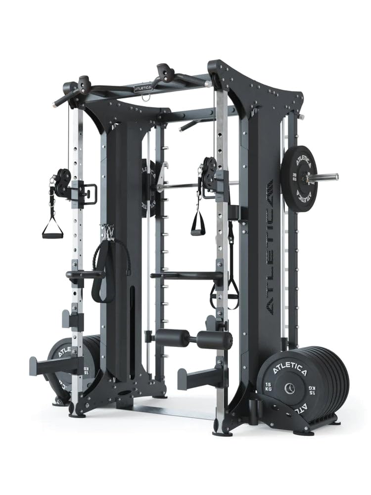 ATLETICA Dual | Multipresse | Doppelseitige Smith Maschine Kraftstation mit Steckgewichten | Studio Qualität | 472kg Eigengewicht | Training zu zweit